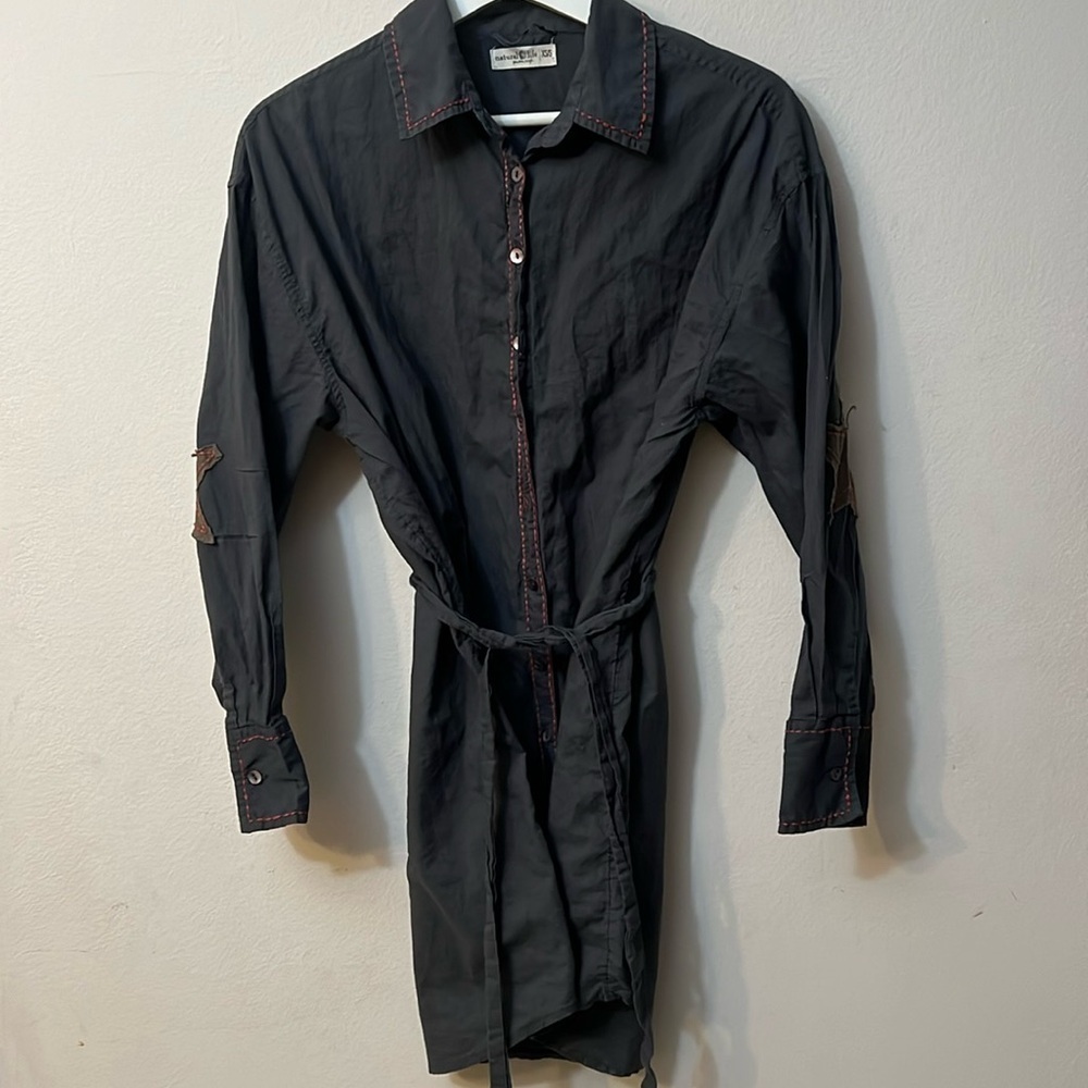 Natural life long leaves blouse 100% cotton XS